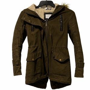 BCBGeneration GREEN Utility Jacket with Faux Fur Hood